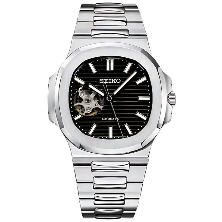 Nautilus Black Dial (Open Heart)